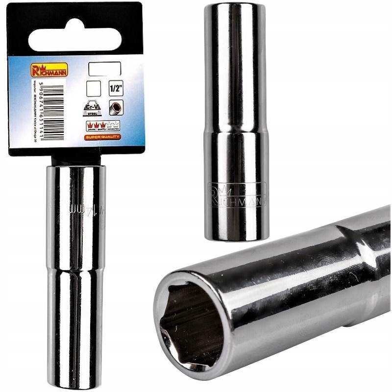 Douille longue 6 pans 1/2", Chrome-Vanadium, 11 mm, L 75 mm RICHMANN C5111