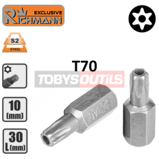 Embout T70 AVEC TROU T-70H TORX sécurité percé entrainement 10 mm 3/8" Acier S2