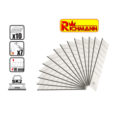 Lot de 10 lames sécables pour cutter 18 mm SK2 - professionnel RICHMANN C9111