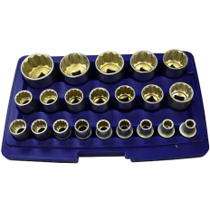Jeu de 21 Douilles 12 Pans de 8 à 36 mm carré 1/2 Qualité Professionnel ASTA