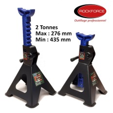 Lot Cric + chandelles 2T rouleur hydraulique voiture RockForce 135mm à 385 mm