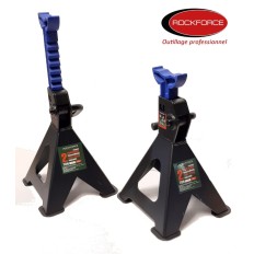Lot Cric + chandelles 2T rouleur hydraulique voiture RockForce 135mm à 385 mm