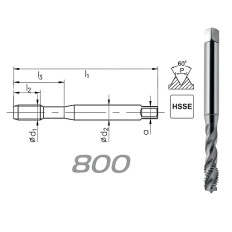 Taraud machine M5x0,8 hélicoïdal pour trous borgnes DIN-371 HSSE FANAR® 800