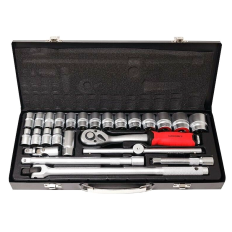 Coffret à cliquets 1/2" 6 pans de 10 à 32 mm 26 pièces Chrome-Vanadium EVERFORCE