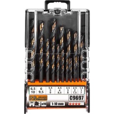 Coffret de 19 forets à métal HSS Diam. 1 à 10 mm par 0,5 mm PRO RICHMANN C9697