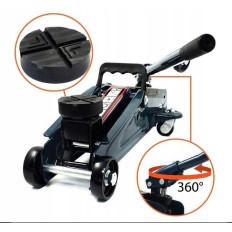Cric rouleur 2 Tonnes 140mm à 340mm tête ROTATIVE avec CAOUTCHOUC compact AUTO