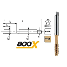 Taraud machine M3x0,5 entrée GUN pour trous débouchant TITAN DIN-371 HSSE FANAR®