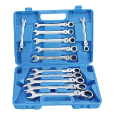 Coffret de 12 clés plates mixte à cliquet articulées 8 à 22 mm SATRA S-12FGW72