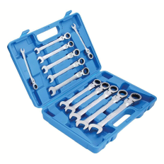 Coffret de 12 clés plates mixte à cliquet articulées 8 à 22 mm SATRA S-12FGW72