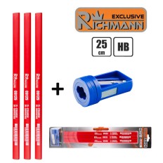 Lot de 3 crayons de charpentier + 1 taille-crayon RICHMANN C0124