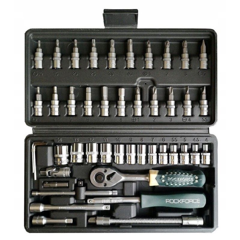 Coffret clé à cliquets 46 pièces 1/4'' jeu de douilles Cr-V RockForce RF-2462-5