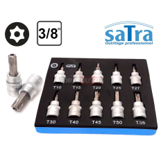 Embouts douilles 3/8" TORX & Resistorx avec trou module insert servante SATRA