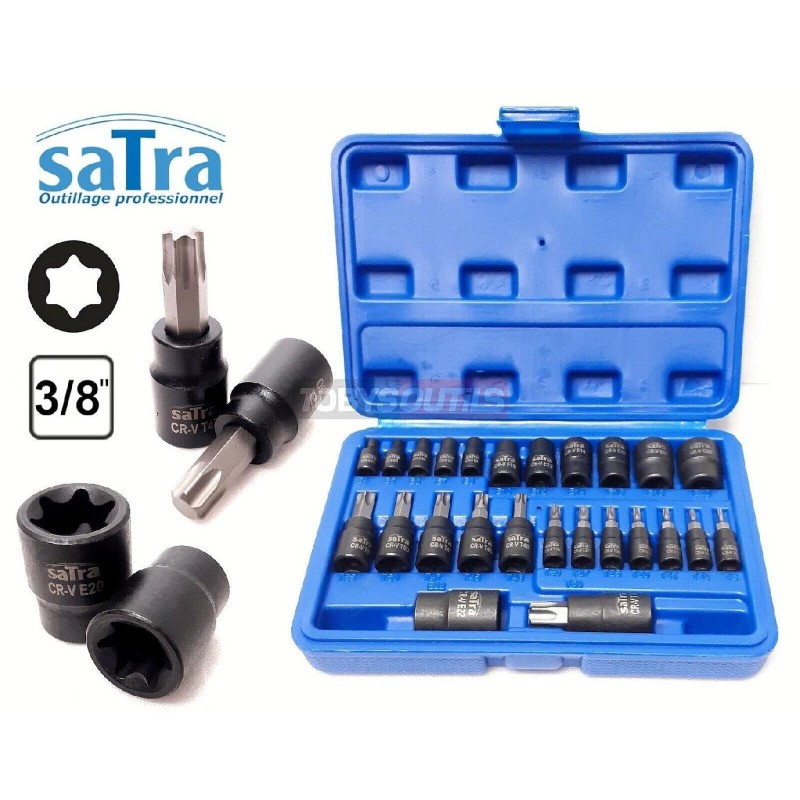 Coffret douilles E-Torx femelles et embouts Torx 1/4" 3/8" et 1/2" S-H2548T