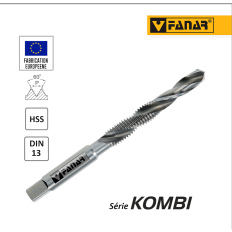 Foret taraudeur machine M8x1,25 taraud combiné avec foret DIN13 HSS FANAR® Kombi