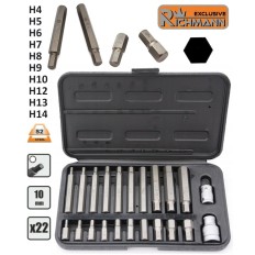 Jeu embouts S2 6 pans BTR Allen Hexagonal HEX H4 H5 H6 H7 H8 H9 H10 H12 H13 H14