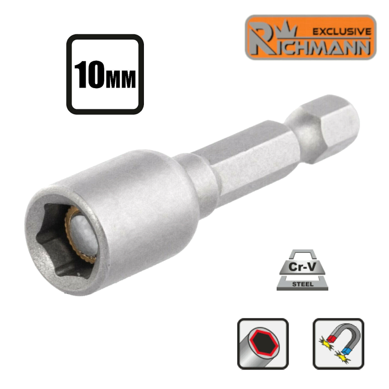 Douille aimantée 10mm pour visseuse embouts magnétique 1/4" RICHMANN C2451