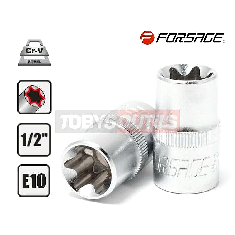 Douille E10 1/2" E-TORX E-10 TORX femelle Chrome-Vanadium FORSAGE F-54610
