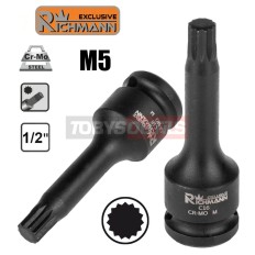 Douille embout Spline XZN M5 à CHOCS long carré 1/2" L78mm Cr-Mo RICHMANN C1621