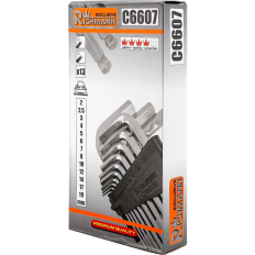 Jeu de 13 clés hex Allen en L, tête sphérique 2 à 19 mm Cr-V RICHMANN C6607