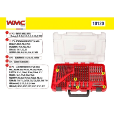 Coffret WMC embouts de vissage+forets 120 Pcs 1/4" Torx PZ PH Plat Carré Hex