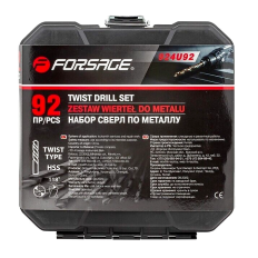 Coffret de 92 forets à métal TYPE TWIST HSS Diam. 1,5 à 10 mm FORSAGE F-924U92