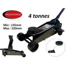 Cric rouleur hydraulique 4 Tonnes voiture 4x4 135mm 4T Professionnel RockForce