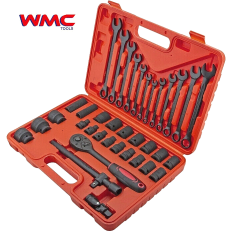 Coffret cliquet douilles à chocs 1/2" 6pans 8 à 32mm et clés mixtes Cr-Mo WMC