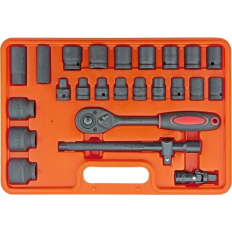 Coffret cliquet douilles à chocs 1/2" 6pans 8 à 32mm et clés mixtes Cr-Mo WMC