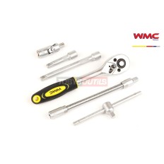 Coffret cliquet douilles 1/4" 6pans 4 à 14mm embouts et clés à fourche WMC 2062