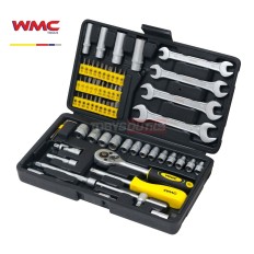Coffret cliquet douilles 1/4" 6pans 4 à 14mm embouts et clés à fourche WMC 2062