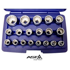 Douilles SPLINE universelles 12 PANS 1/2" de 8 à 32 mm de 5/16“ à 1-1/4" ASTA