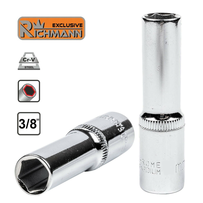 Douille longue 6 pans 3/8", Chrome-Vanadium, 15 mm, L 65 mm RICHMANN C4165