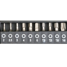 Jeu de tournevis PLATS TORX CRUCIFORMES + Tournevis de précision + SUPPORT MURAL