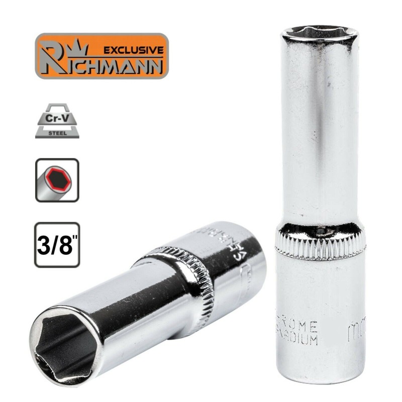 Douille longue 6 pans 3/8", Chrome-Vanadium, 24 mm, L 62 mm RICHMANN C4172