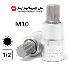 Embout M10 SPLINE XZN 12p sur douille carré 1/2" Acier HAUTE QUALITÉ FORSAGE 