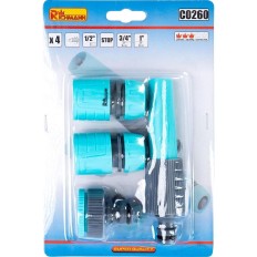Set d'arrosage lance jet réglable + nez de robinet + 2 raccords C0260 RICHMANN