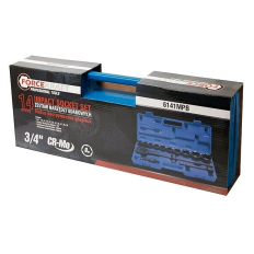 Coffret 3/4'' clé à cliquet douilles 6 pans 19 à 50mm Cr-Mo FK-6141MPB