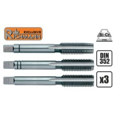Jeu de 3 tarauds à main HSS M3 x 0,5 pas à droite Qualité Pro DIN 352 RICHMANN