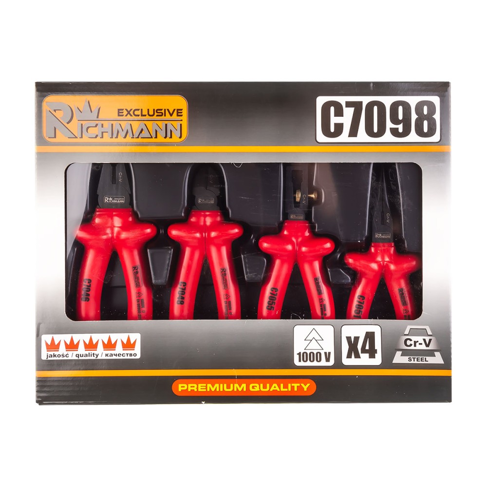 Jeu de 4 pinces électricien isolée 1000V HAUTE TENSION VDE C7098